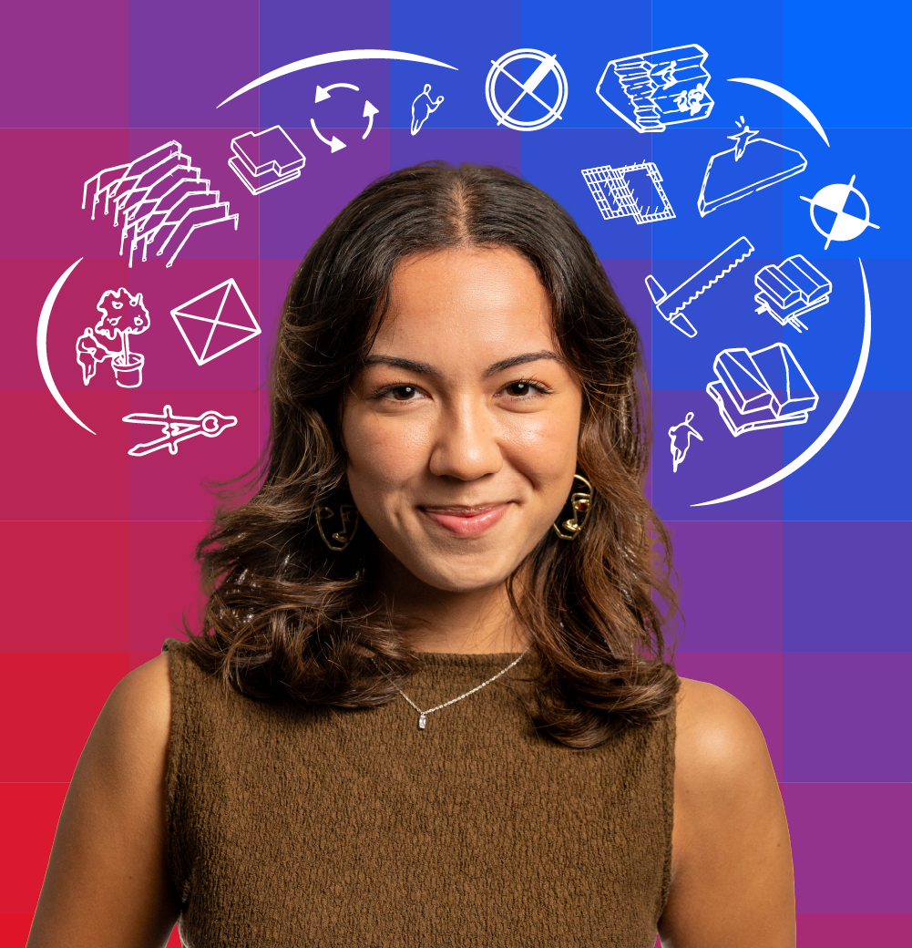 Angie looking up and to the right